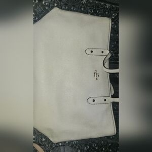 Coach White Leather Tote Bag